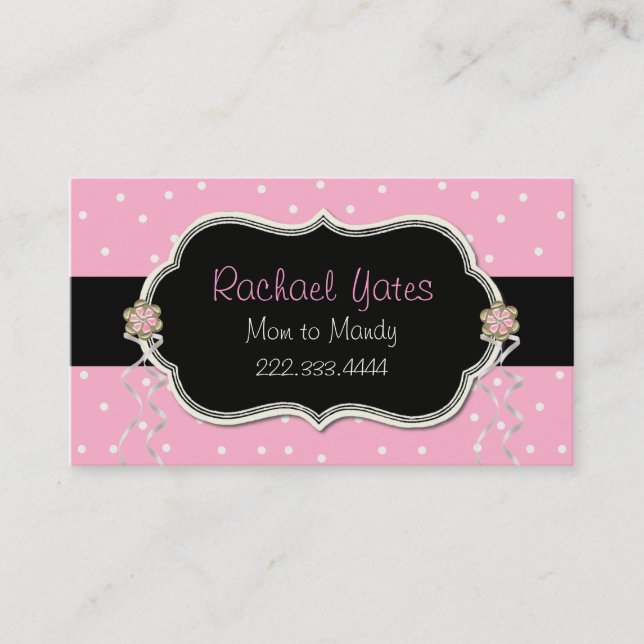 Pink, White, & Black Mommy Play Date Card (Front)