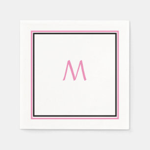 Pink White Black Monogram Initial Custom Name Cool Napkins
