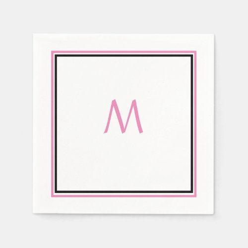 Pink White Black Monogram Initial Custom Name Cool Napkins
