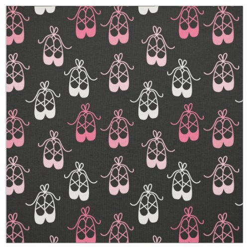 Pink White Black Pointe Shoes Ballet Pattern Fabric