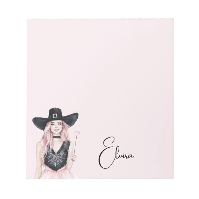 Pink White Black Stripes Notepad (Front)