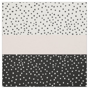 Pink white black watercolor polka dots fabric
