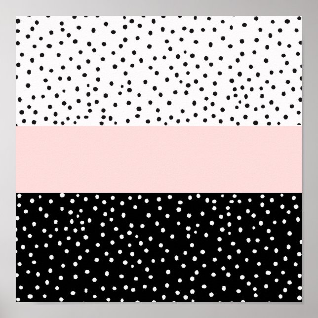 Pink white black watercolor polka dots poster (Front)