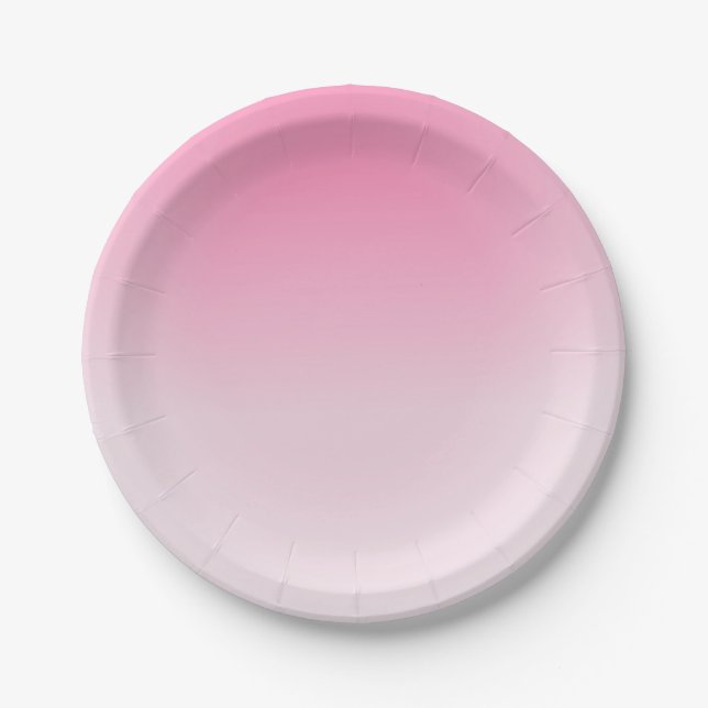 Pink White Blank Trendy Elegant Custom Template Paper Plates (Front)