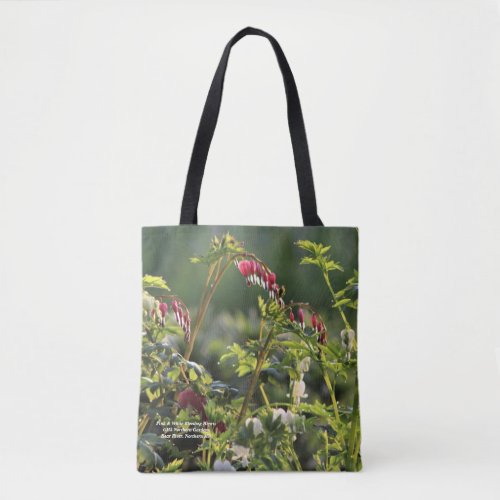 Pink  White Bleeding Hearts Tote Bag