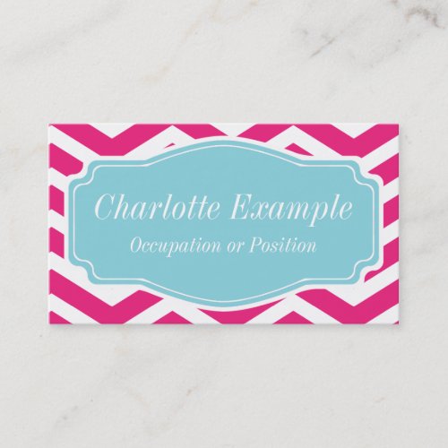 Pink White Blue Chevron Personal Business Card Templates