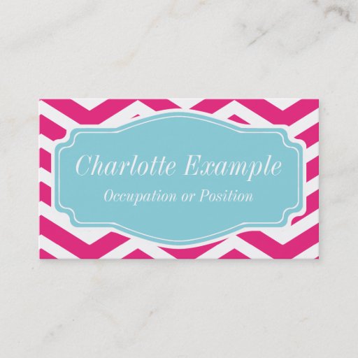 Customizable Pink White Blue Chevron Personal Business Card Templates