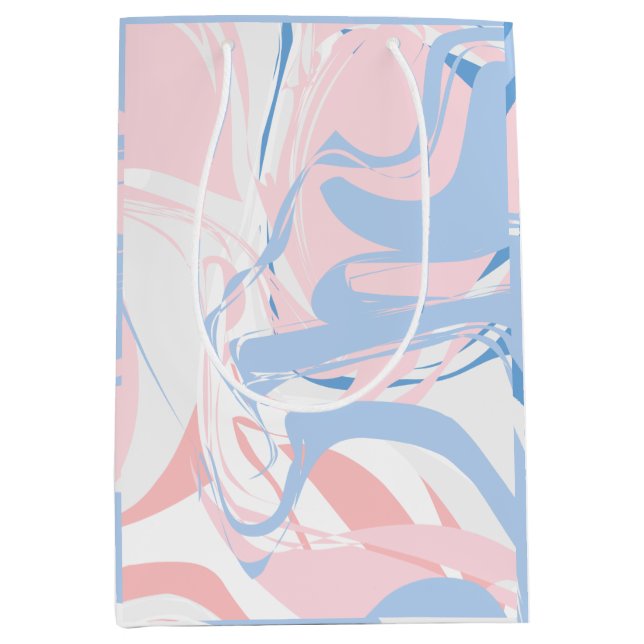 Pink White Blue Marble Swirl Abstract Baby   Medium Gift Bag (Front)