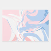Pink White Blue Marble Swirl Abstract Baby  Wrapping Paper Sheets (Front 3)