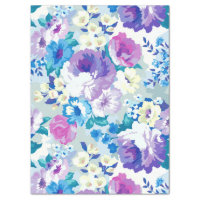 Pink White & Blue Summer Flowers Pattern Tissue Paper