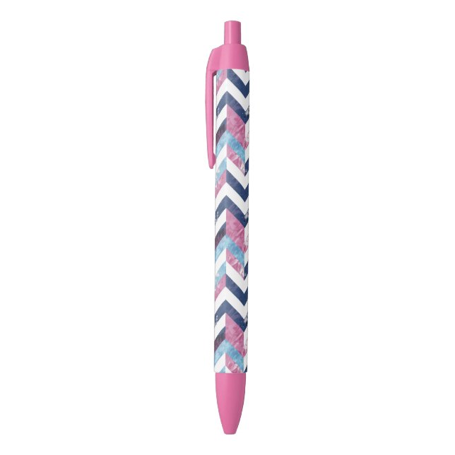 Pink White Blue Zigzag Chevy Pattern Pen (Top (Vertical))