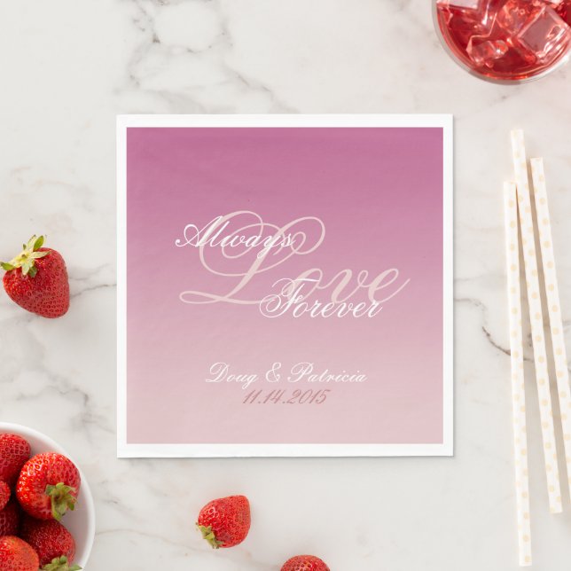 Pink White Blush Love Always Wedding Napkins (Insitu)