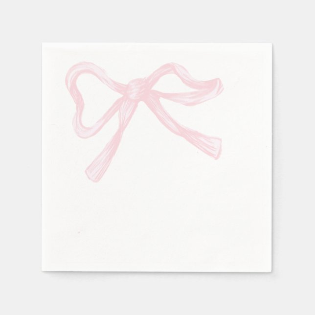 Pink & White Bow, Grandmillenial Pink Coquette Napkins (Front)
