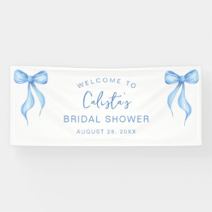 Pink White Bow Personalized Welcome Bridal Shower Banner