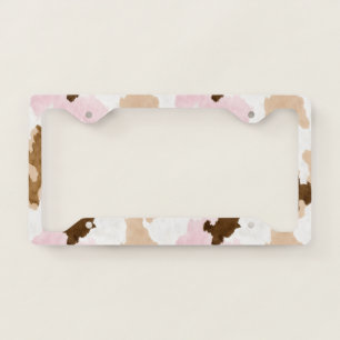 Pink White Brown Animal Print License Plate Frame