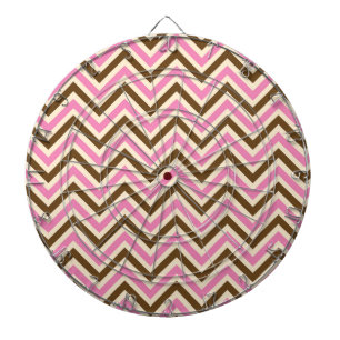 Pink White Brown Zig Zag Lines Cowgirl Country Dart Board