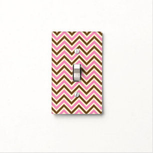 Pink White Brown Zig Zag Lines Cowgirl Country Light Switch Cover