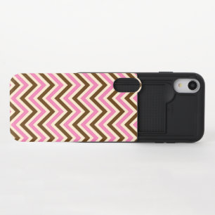 Pink White Brown Zig Zag Lines Cowgirl Country iPhone XR Slider Case
