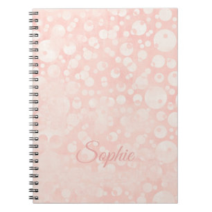 Pink white bubbles polka dots your name notebook