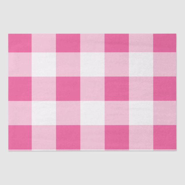 Pink White Buffalo Check Birthday Tissue Paper (Front)