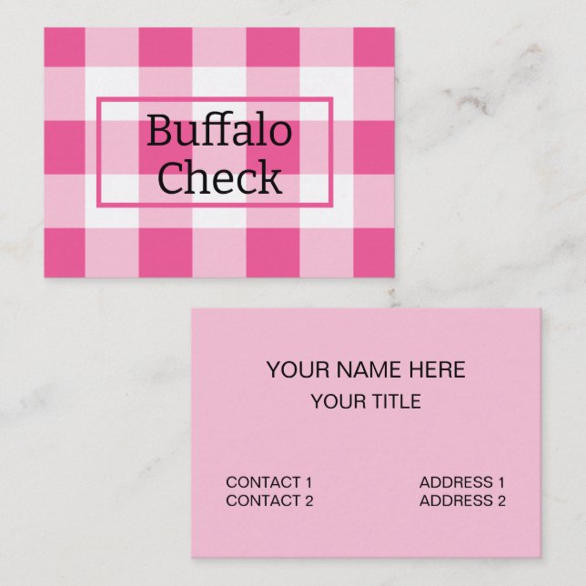 Pink White Buffalo Check Business Card (Front/Back)