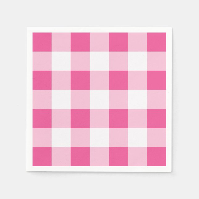 Pink White Buffalo Check Family Reunion Party Napkins (Front)