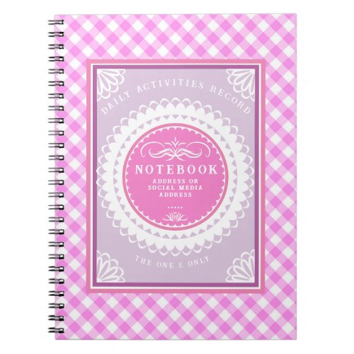 Pink White Buffalo Gingham  Notebook