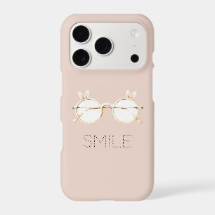 Pink White Bunny Ears Glasses Smile iPhone 17 Pro Case