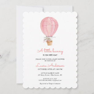 Pink & White Bunny Girl Baby shower Invitation