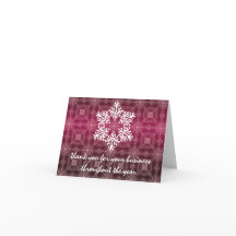 Pink & White Business Holiday Thank You Note Card