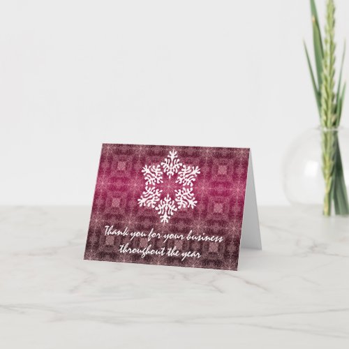 Pink  White Business Holiday Thank You Note Card