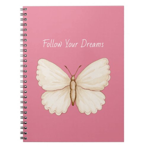 Pink White Butterfly Dreams Notebook