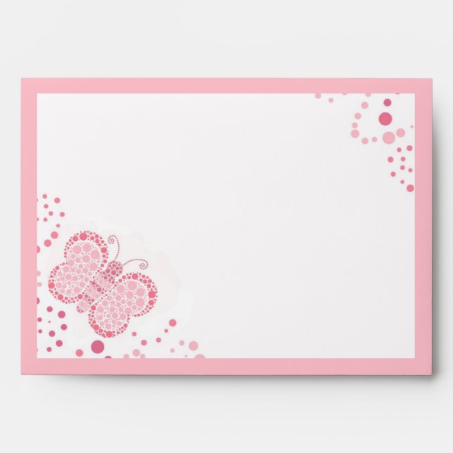 Pink & White Butterfly Elegant Custom Envelope (Front)
