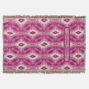 Pink White Cairo Design Throw Blanket