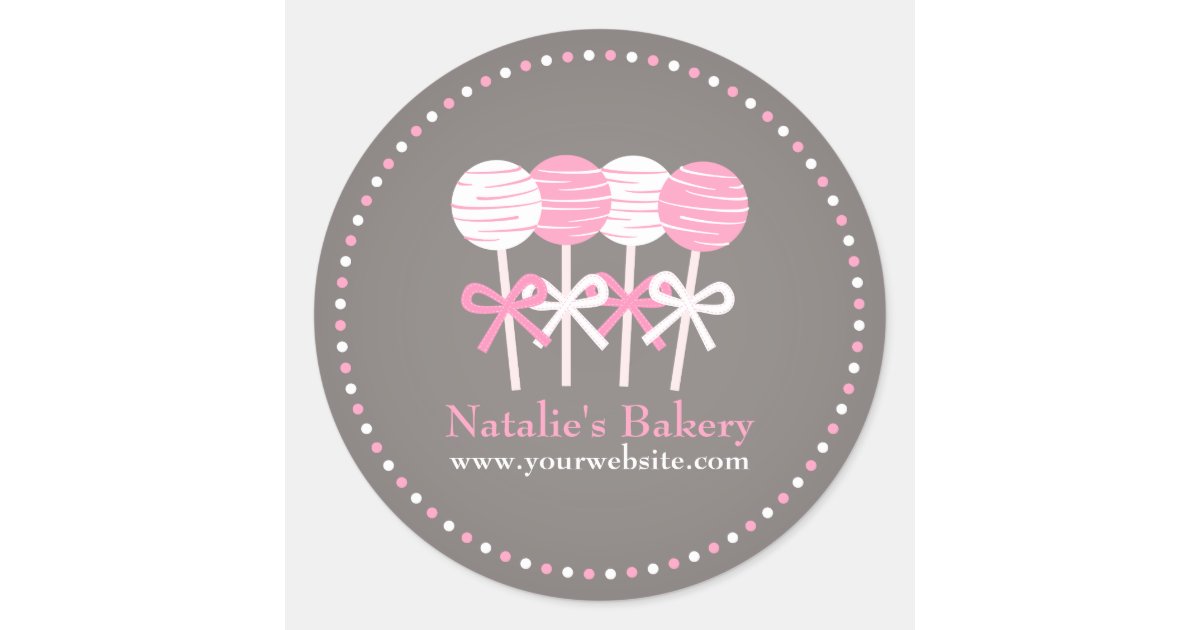 Pink White Cake Pops Bakery Business Promo Sticker Zazzle Com Pink White Cake Pops Bakery Business Promo Sticker Zazzle Com