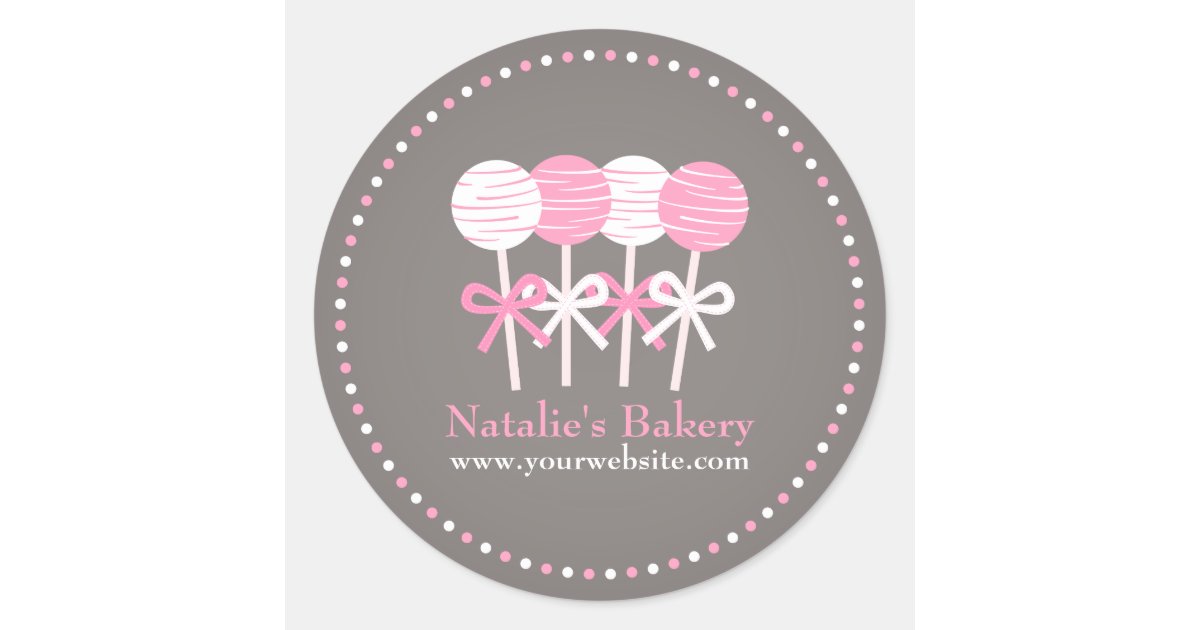 Pink White Cake Pops Bakery Business Promo Sticker Zazzle Com