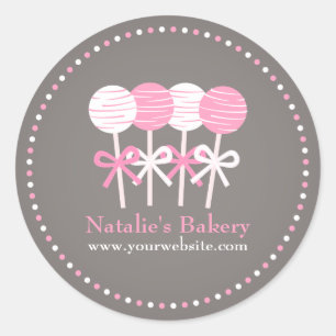 Pink White Cake Pops Bakery Business Promo Sticker