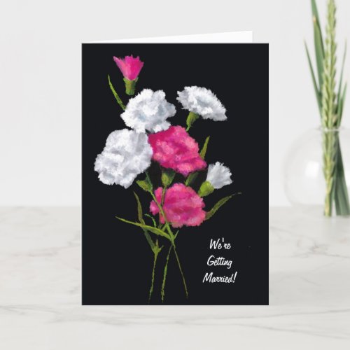Pink  White Carnations Elegant Wedding Invitation