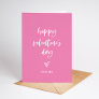Pink | White Casual Script and Heart Valentine Holiday Card