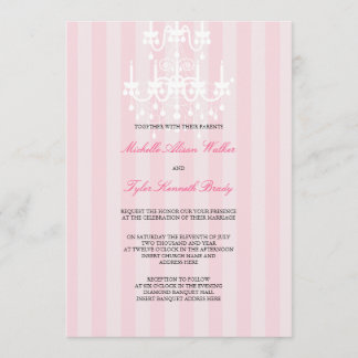 Pink & White Chandelier Stripes Invitation