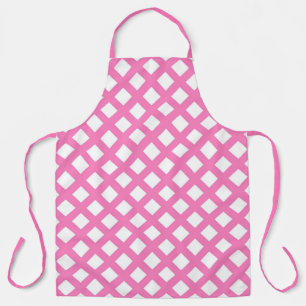 Pink White Checker Diamond Pattern Apron