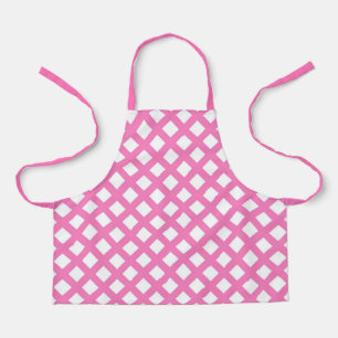 Pink White Checker Diamond Pattern Apron