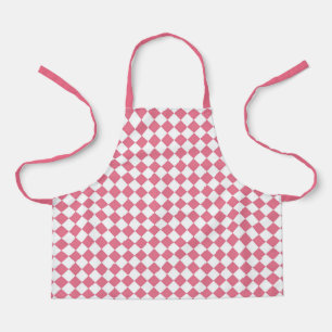 Pink White Checker Diamond Pattern Apron