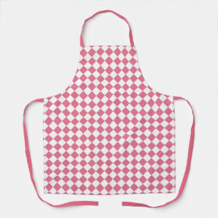 Pink White Checker Diamond Pattern Apron