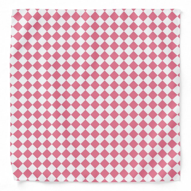 Pink White Checker Diamond Pattern Bandana (Front)