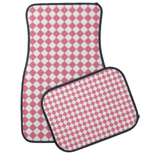 Pink White Checker Diamond Pattern Car Floor Mat