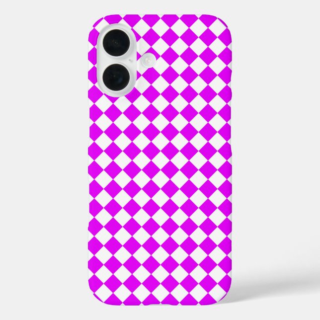 Pink White Checker Diamond Pattern Case-Mate iPhone Case (Back)