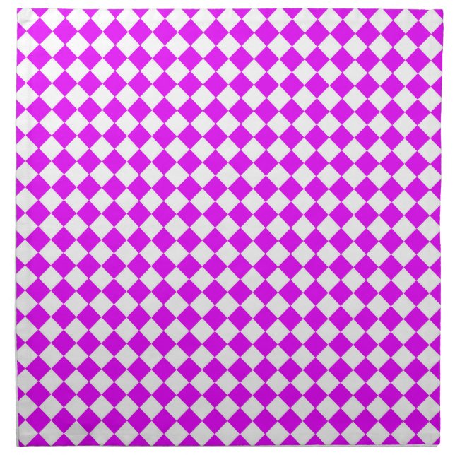 Pink White Checker Diamond Pattern Cloth Napkin (Front)