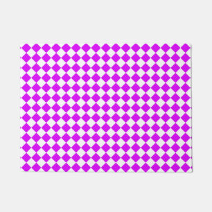 Pink White Checker Diamond Pattern Doormat