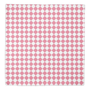 Pink White Checker Diamond Pattern Duvet Cover